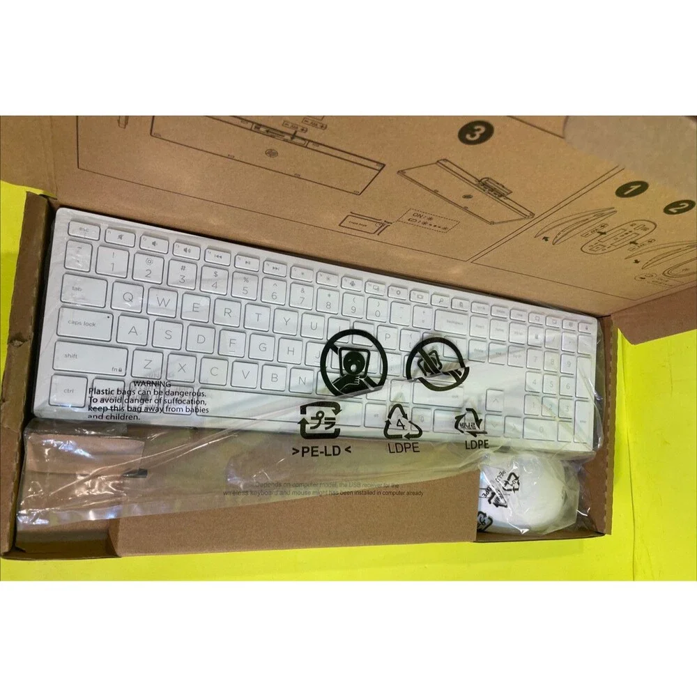 wireless keyboard and mouse combo #HSA P001D White Open Box